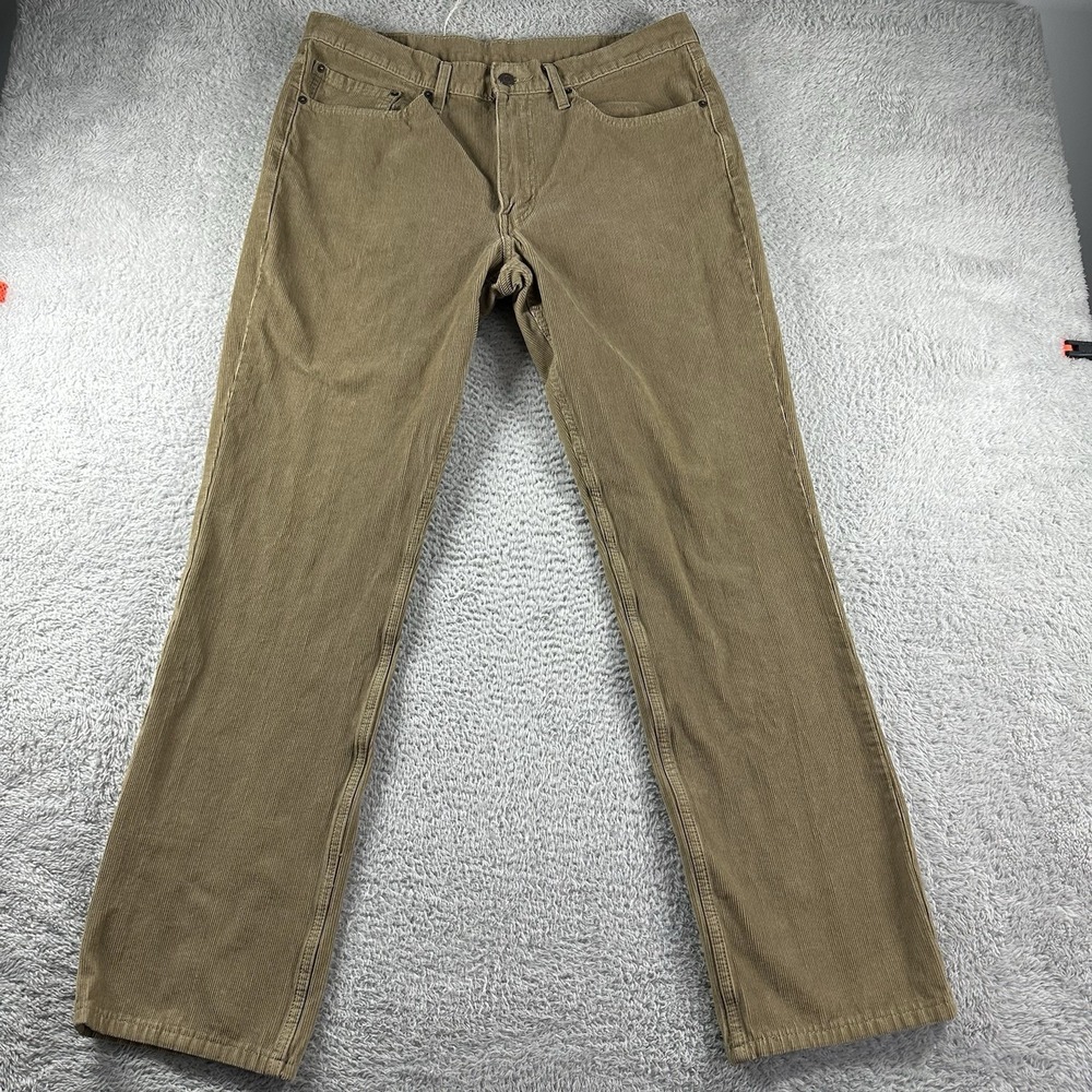 Levi's 514 Pants Mens 36x34 Green Corduroy Slim Straight Preppy Retro Earth Tone